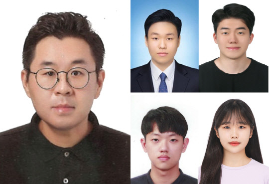 사진= 홍지우교수와 좌측상단부터 시계방향으로 강전웅, 김태영, 어지수, 고태욱학생(숭실대학교 제공)